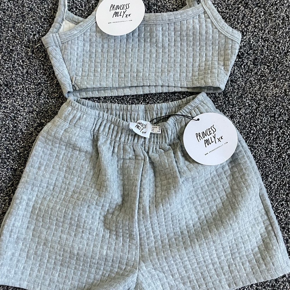Princess Polly Light Gray Textured Set